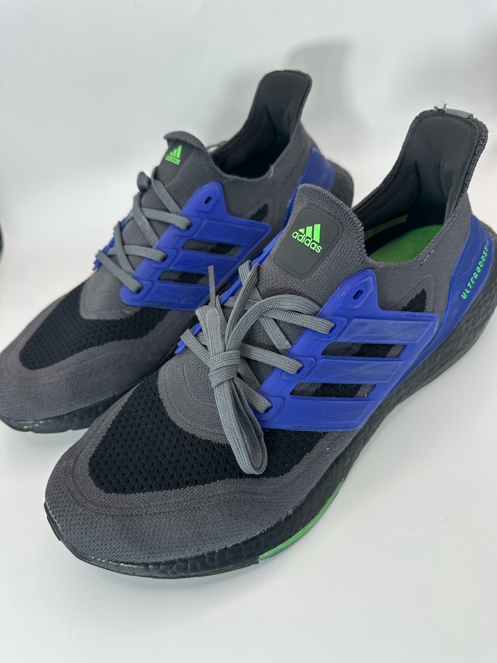 Adidas Men's Ultraboost 21 'Grey Sonic Ink' Cushioning Upper Sock Like Fit Sz 11